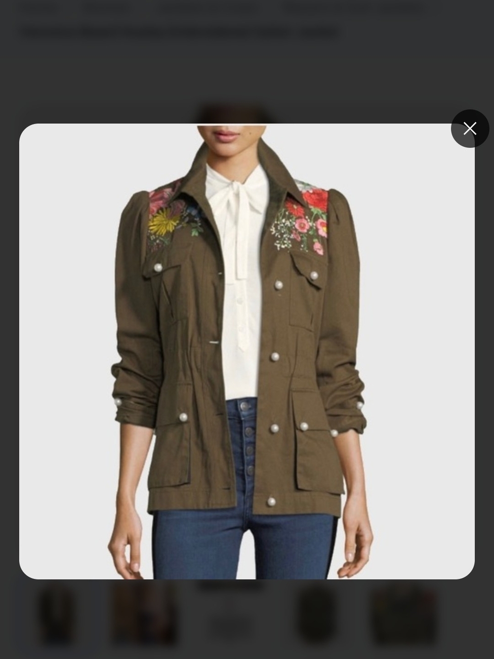 Veronica Beard Huxley Embroidered Olive Safari Jacket